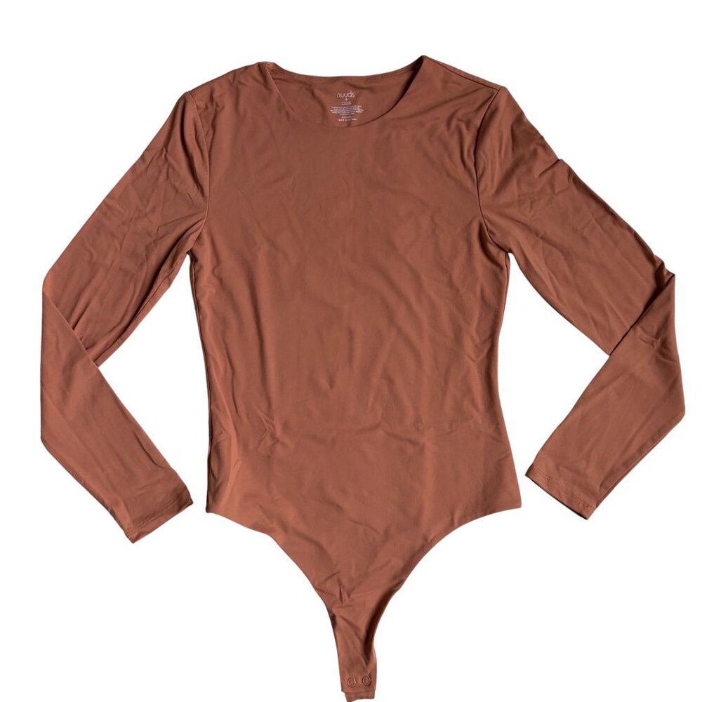 Nuuds Long Sleeve Crewneck Bodysuit (Clay) - Size Medium